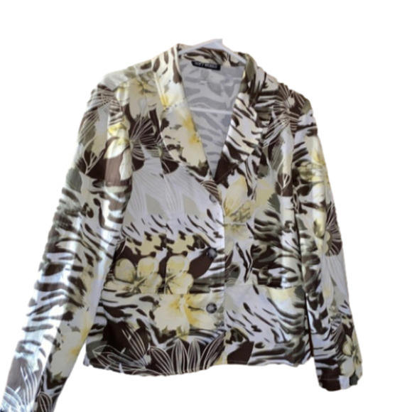 Soft Works Women’s Floral Long Sleeve  Blazer Jacket (Size 8) - Picture 1 of 8